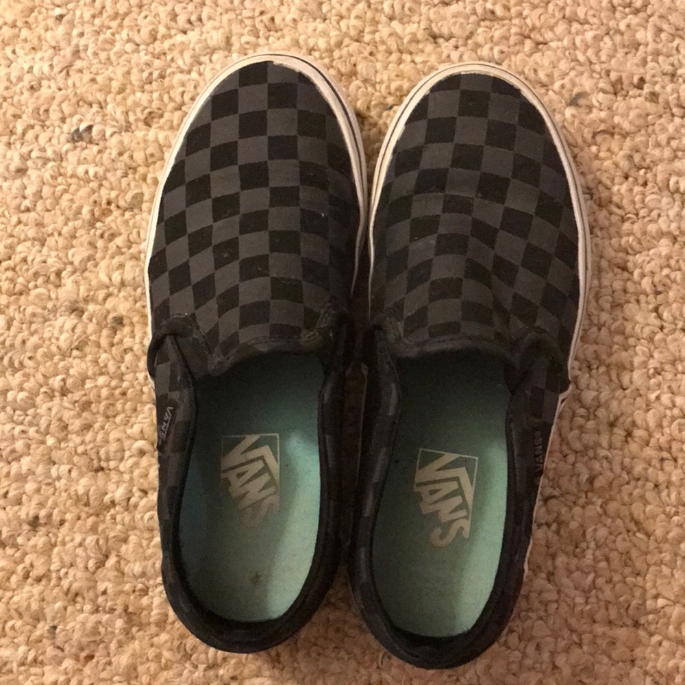 Vans Black Checkered Slip Ons